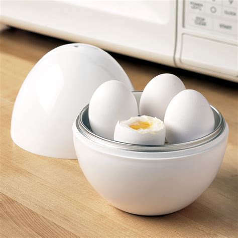 Shell your eggs immediately and enjoy! Microwave Egg Boiler - Egg Boiler - Microwave Egg Cooker - Miles Kimball