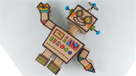 Paper Craft For Kids Making The Cardboard Robot Youtube