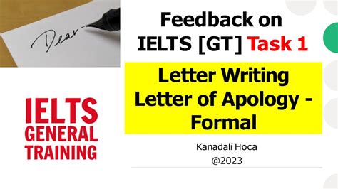 Feedback On Ielts General Training Task 1 Essay Letter Of Apology