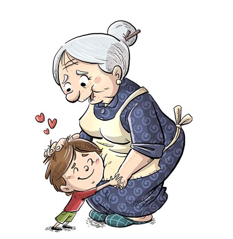 Niño abrazando a su abuela Dibustock dibujos e ilustraciones infantiles para cuentos