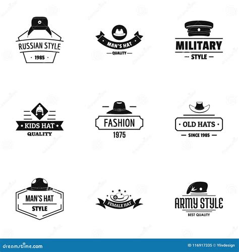 Hat Fashion Logo Set Simple Style Stock Vector Illustration Of