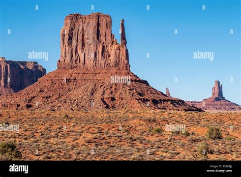 Iconic View Of The West Mitten Butte Rock Formation In Monument Valley