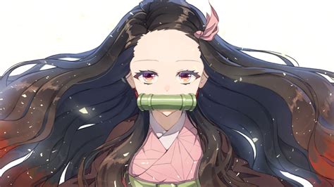 Demon Slayer Nezuko Kamado With Long Hair With White Background Hd