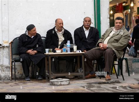 Tripoli Libya Libyan Men At Coffee Shop In The Medina Old City