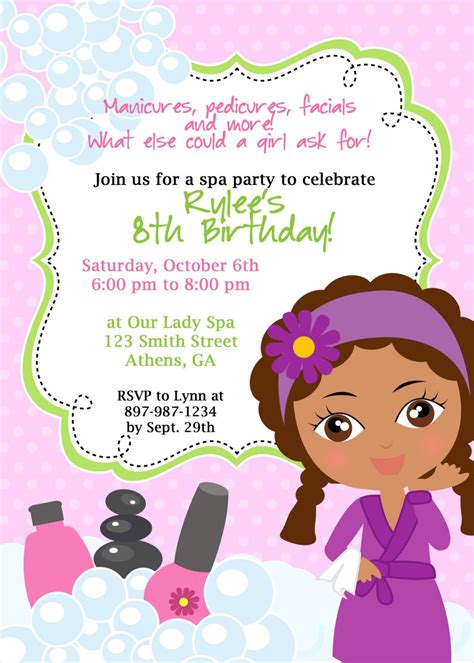 Girl Spa Party Invitations Ann Inspired