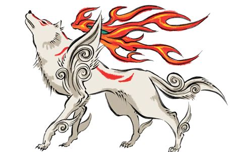 Wallpaper White Background Flame Wolf Deity Okami Amaterasu