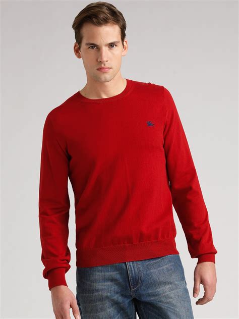 Burberry Crewneck Sweater In Red For Men Lyst