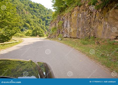 Mountain Road Between Forests Winding Mountain Road A Road In