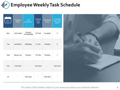 Employee Weekly Task Schedule Day Ppt Powerpoint Presentation Slides