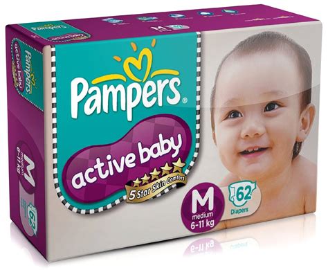 Buy Pampers Active Baby Regular Diaper Medium 62 Pcs Pack Of 2 Online