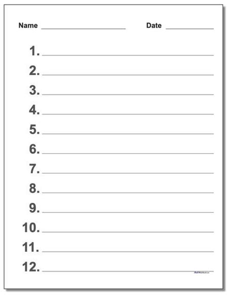 Printable Numbered Paper 1 100