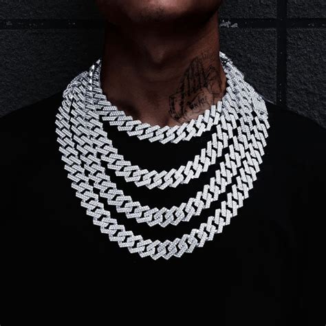 Iced Cuban Link Chain Necklace Bling Cuban Chain Hip Hop Jewelry 20mm Silver Or Gold Cuba