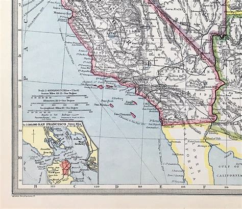 1906 Map Of Western United States Of America For The Etsy