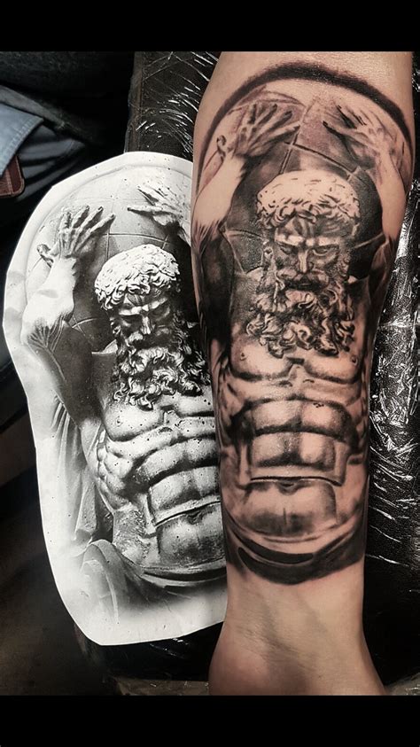 Atlas was given this task in retribution for him leading the titans into battle, or titanomachy, against the olympian gods for control of the heavens. Atlas tattoo | Tatouage dieu grec, Tatouage, Motifs tatouages