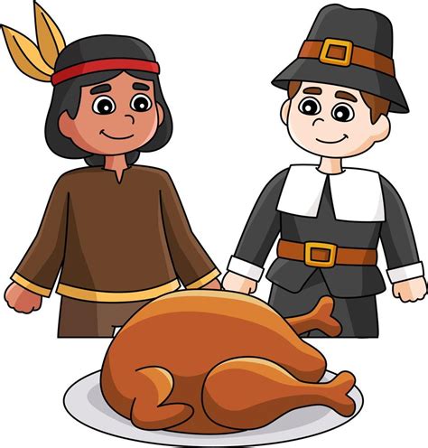 thanksgiving native american pilgrim clipart 8208736 vector art at vecteezy