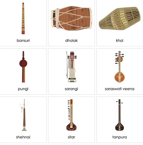 Musical Indian Instruments Indian Instruments Stock Illustration