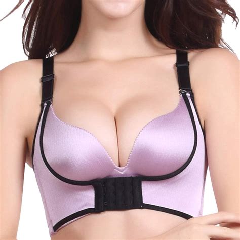 Shujin Womens Classic Bra Soft Bra Without Underwire With Front Closure Push Up Bustier Non