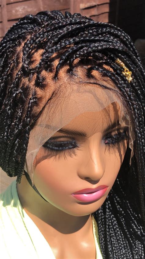 Ready To Shipbraided Wig Micro Knotless Braids Wig Human Hair Frontal Braided Wig 26”