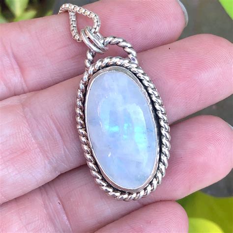 Sterling Silver Moonstone Pendant Handmade Necklaces For Women