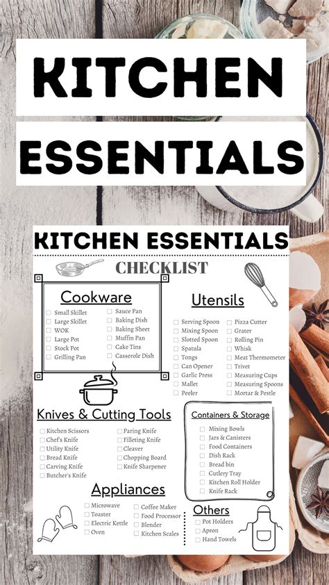 Kitchen Essentials Checklist Etsy