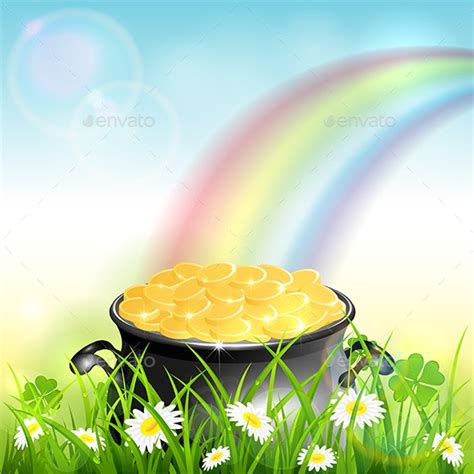 Patrick Day Rainbow On Blue Nature Background Vectors Graphicriver