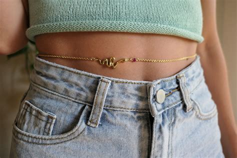 Allure Belly Chain K Gold Plated Waist Chain Wedding Etsy Leather Beaded Jewelry Belly