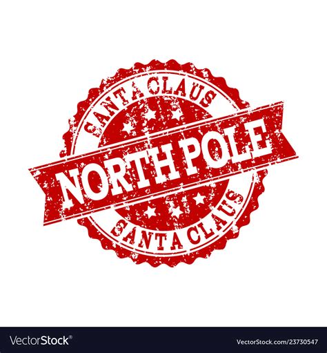 Red Grunge Santa Claus North Pole Stamp Seal Vector Image
