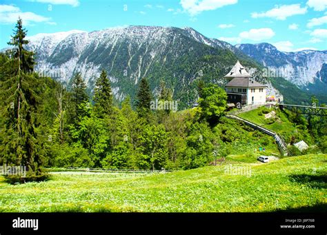 One Of The Most Beautiful Alpine Villages Hallstat In Austria Stock