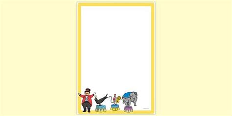 Free Simple Circus Ringmaster With Animals Page Border Twinkl