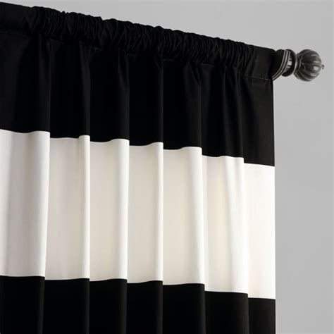 Half Price Drapes Black And Off White 50 X 96 Inch Horizontal Stripe Curtain Prct Hs06 96 Bellacor