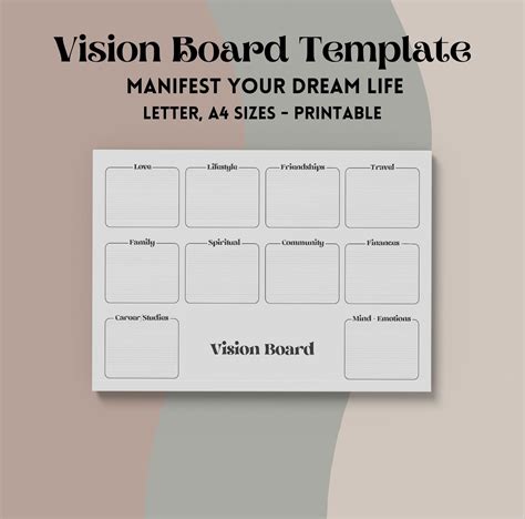 Vision Board Printable 2021 Template For Journal Or Planner Etsy