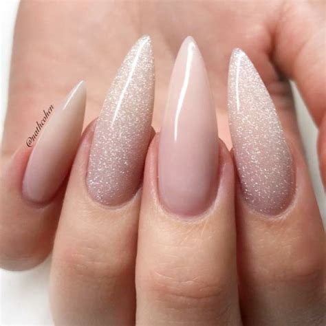 Stiletto Nails Nude Pink Nails Acrylic Nails Glitter Nails Acrylic Nails Glitter Ombre