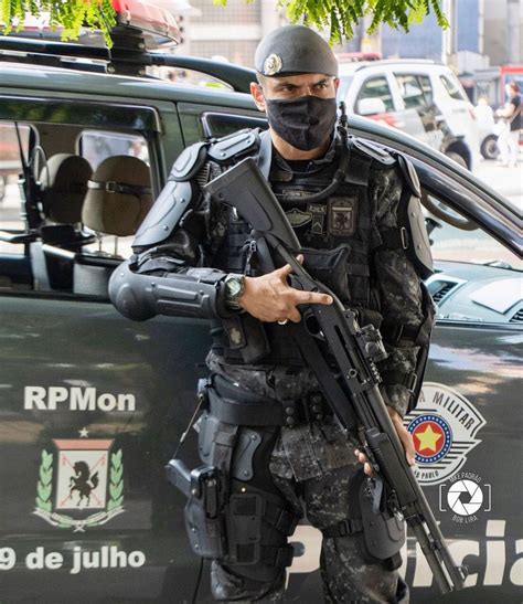 Riot Controller Of Brazilian Military Police Motorized Cavalry Rpmon Cavalry Shock Policing