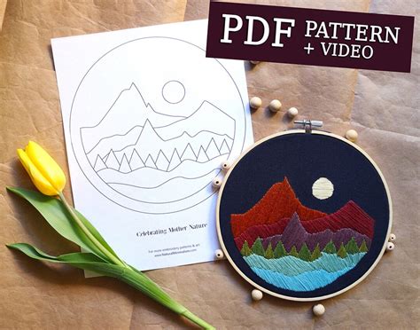 Mountain Embroidery Pattern Pdf Download Video Tutoriallandscape