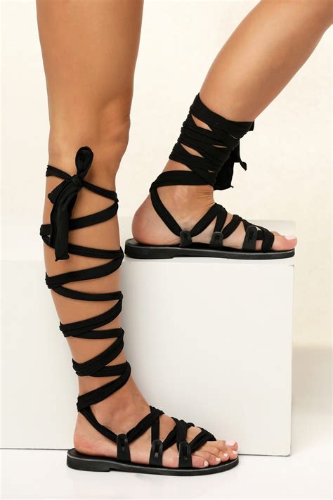 Black Gladiator Sandals For Women Greek Chic Handmades