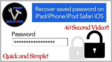 Note that these steps will only work for passwords in the safari browser. How To Recover Saved Password on iPad / iPhone / iPod ...