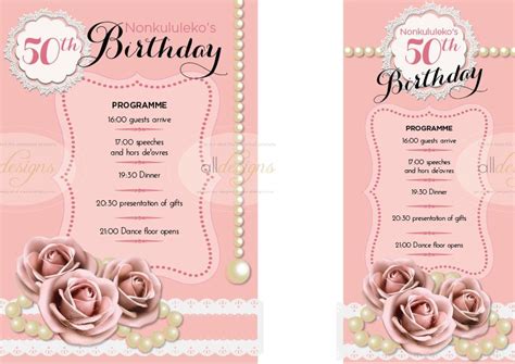 Party Programmes As A5 Or Dl Options For A Womans 50th Birthday Party