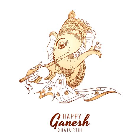 Monochrome Outline Ganesh Chaturthi Festival Card 1241642 Vector Art At