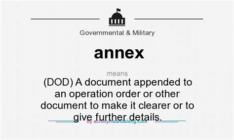 Annex Dod A Document Appended To An Operation Order Or Other