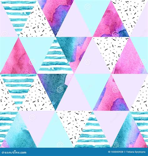 Abstract Geometric Watercolor Seamless Pattern Stock Illustration