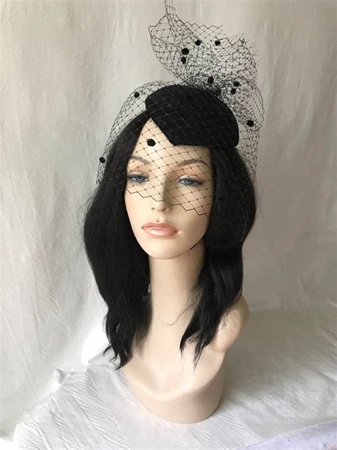 Black Fascinator Hat Black Fascinator Funeral Hat With Veil Black