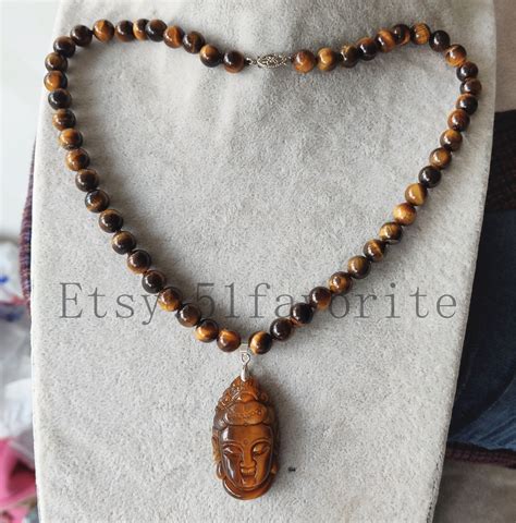 Tiger Eye Stone Necklace Real Natural Tiger Stone Necklace Etsy