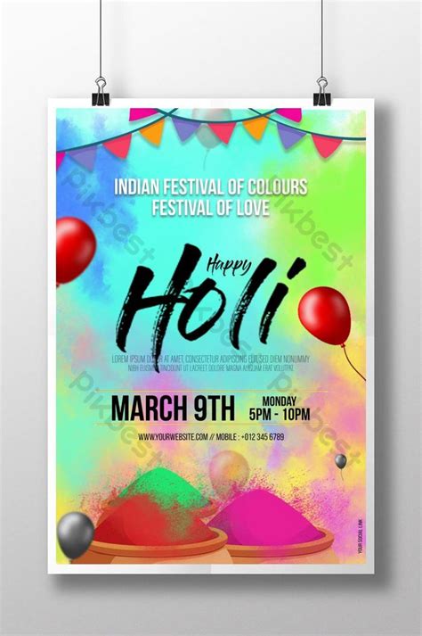 Great Holi Indian Event Poster Template Design Psd Free Download