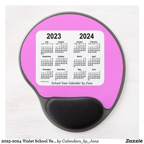 2023 2024 Violet School Year Calendar By Janz Gel Mouse Pad Green