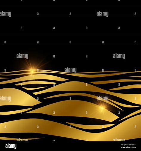 Gold Wave Background Template With Shine Effect Vector Illustration