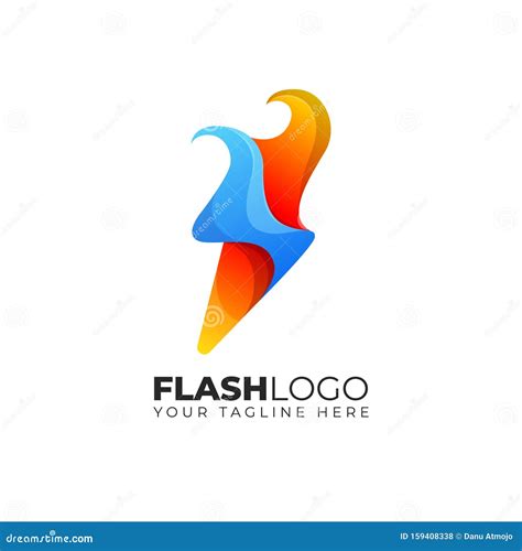 Flash Bolt Thunder Fire Flame Logo Design Stock Vector Illustration