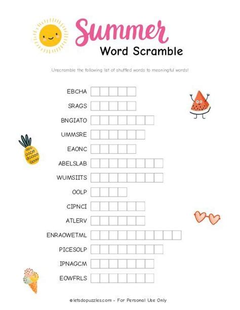 summer word scramble printable puzzles hot sex picture