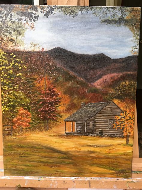 Cabin Mountain Oil Painting Hope Art Mountain Oil Painting Painting