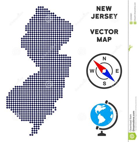 Mapa Pontilhado Do Estado De New Jersey Ilustração Do Vetor
