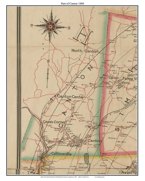 Part Of Canton Connecticut 1884 Hartford And Vicinty Old Town Map